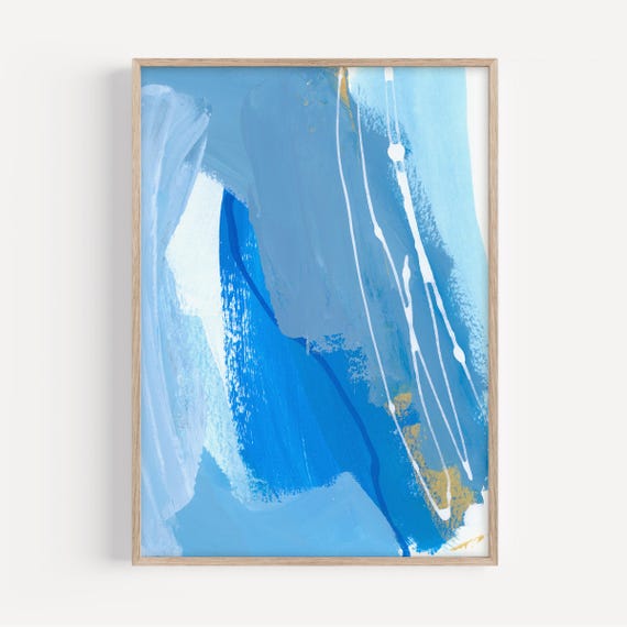 Large Modern Abstract Painting, Printable Coastal Wall Art, Contemporary Abstract Art, 30X40 Art Print, Blue Beach House Decor
