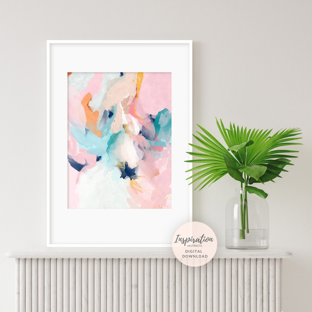 Pink Abstract Painting Printable Art Nursery Art Bedroom - Etsy