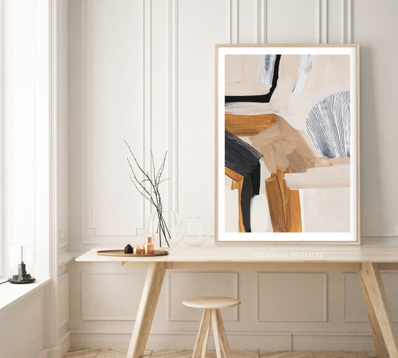 Contemporary Abstract Painting, Large Living Room Art, Neutral Wall Art, Instant Download Art, Modern Mixed Media Art