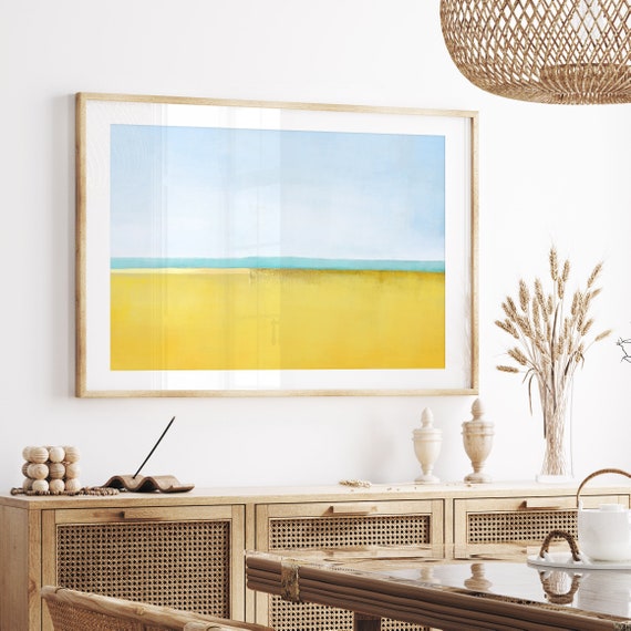 Large Blue and Yellow Abstract Painting, Contemporary Coastal Wall Art, Minimal Beach House Art, Colour field Painting, Rothko inspired Art
