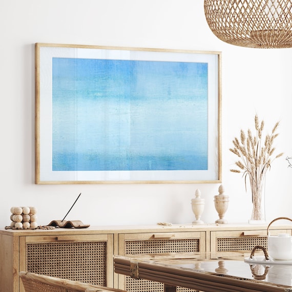 Large Blue Abstract Painting, Calming Coastal Wall Art, Minimal Painting, Vibrant Blue Wall Art, Contemporary Abstract Art