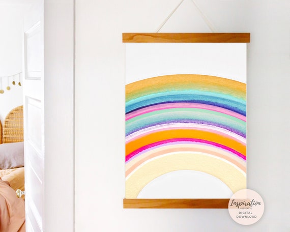 Hand Painted Rainbow Wall Art, Nursery Art, Abstract Wall Art, Watercolour Print, Poster Print, Printable Art, Boho Decor, Nursery Prints