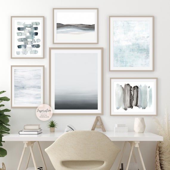 Coastal Wall Art Set, Gallery Wall Set, Watercolour Prints, Abstract Art, Printable Art, Minimalist Art, Set of 6 Art Prints, Serene Art