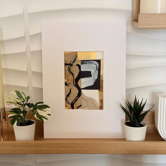 Original Abstract Collage | Modern Mixed Media Collage | Handmade Contemporary Artwork | Neutral Wall Art