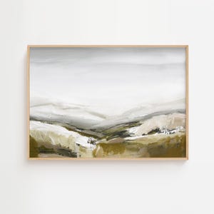 Neutral Abstract Landscape Painting, 36x24 Printable Wall Art, Grey Brown Art Print, Large Living Room Art, Digital Download Print