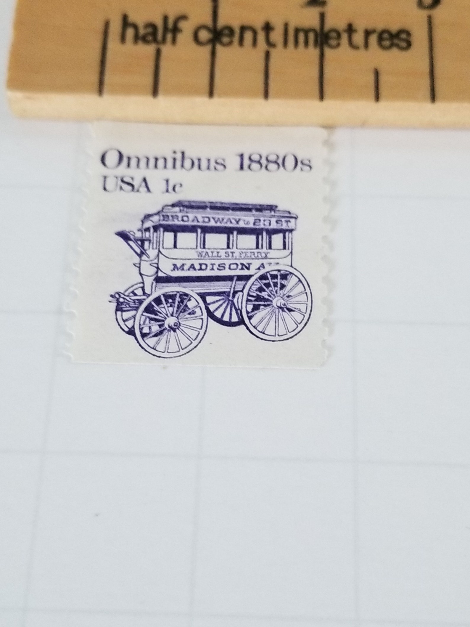 Omnibus 1880 Vintage One Cent Stamp Unused Etsy