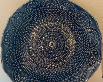 Blue handmade ceramic plate
