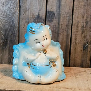 Vintage Hull Pottery Baby Boy Planter ~ Azul #92 ~ 1950
