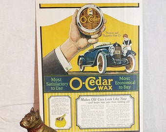 Original Vintage O-Cedar Wax Magazine Advertisement ~ The People's Home Journal Mayo, 1923 ~ Backside Congoleum Floor-Covering Advertisement