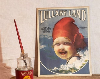 Partituras antiguas originales ~ Lullaby Land ~ Letra de Frank Davis ~ Música de M. Prival ~ 1919