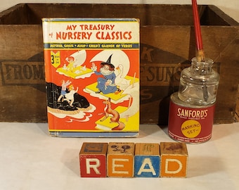 My Treasury of Nursery Classics ~ The Real Mother Goose; Favorite Fables from Aesop; A Child's Garden Of Verses ~ 1939