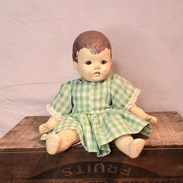 Early IDEAL Doll ~ Composition Face, Arm & Legs ~ Cloth Body ~ Open/Close Eyes