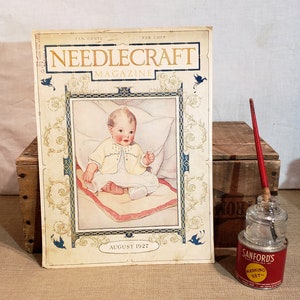 ORIGINAL Vintage Needlecraft Magazine Cover ~ August 1927 ~ Backside Listerine Advertisement