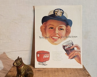 ORIGINAL Vintage 1952 Coke Coca Cola Ad ~ You Bet It's Delicious
