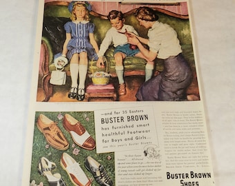 Buster Brown Shoes Ad de The Saturday Evening Post Magazine - 1 de abril de 1939 - Anuncio de Pascua