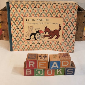 Look And Do - To accompany Our First Book ~ Primary Reader Work Book ~ Published in 1945 ~ wonderful retro illlustrations