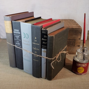 Set van 6 Vintage Grijs / Grijs Boek Stack ~ Tinten van grijs boek bundel ~ Grijze Shabby Boeken ~ Rustieke Boeken Decor