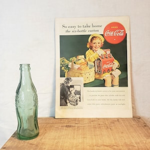 オリジナル ヴィンテージ 1938 コカコーラ広告 - 「6 本入りカートンを持ち帰るのはとても簡単です」