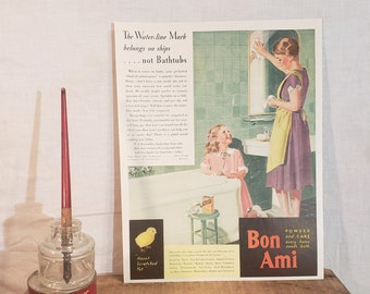 Original Vintage Bon Ami Magazine Advertisement ~ Pictorial Review ~ Noviembre, 1930 ~ Backside es un anuncio de Royal Baking Powder