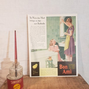 Original Vintage Bon Ami Magazine Advertisement ~ Pictorial Review ~ November, 1930 ~ Backside is a Royal Baking Powder Advertisement