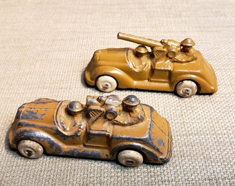 Camión de artillería Vintage Manoil Barclay con 2 hombres ~ Camiones militares de metal fundido o plomo ~ 1930