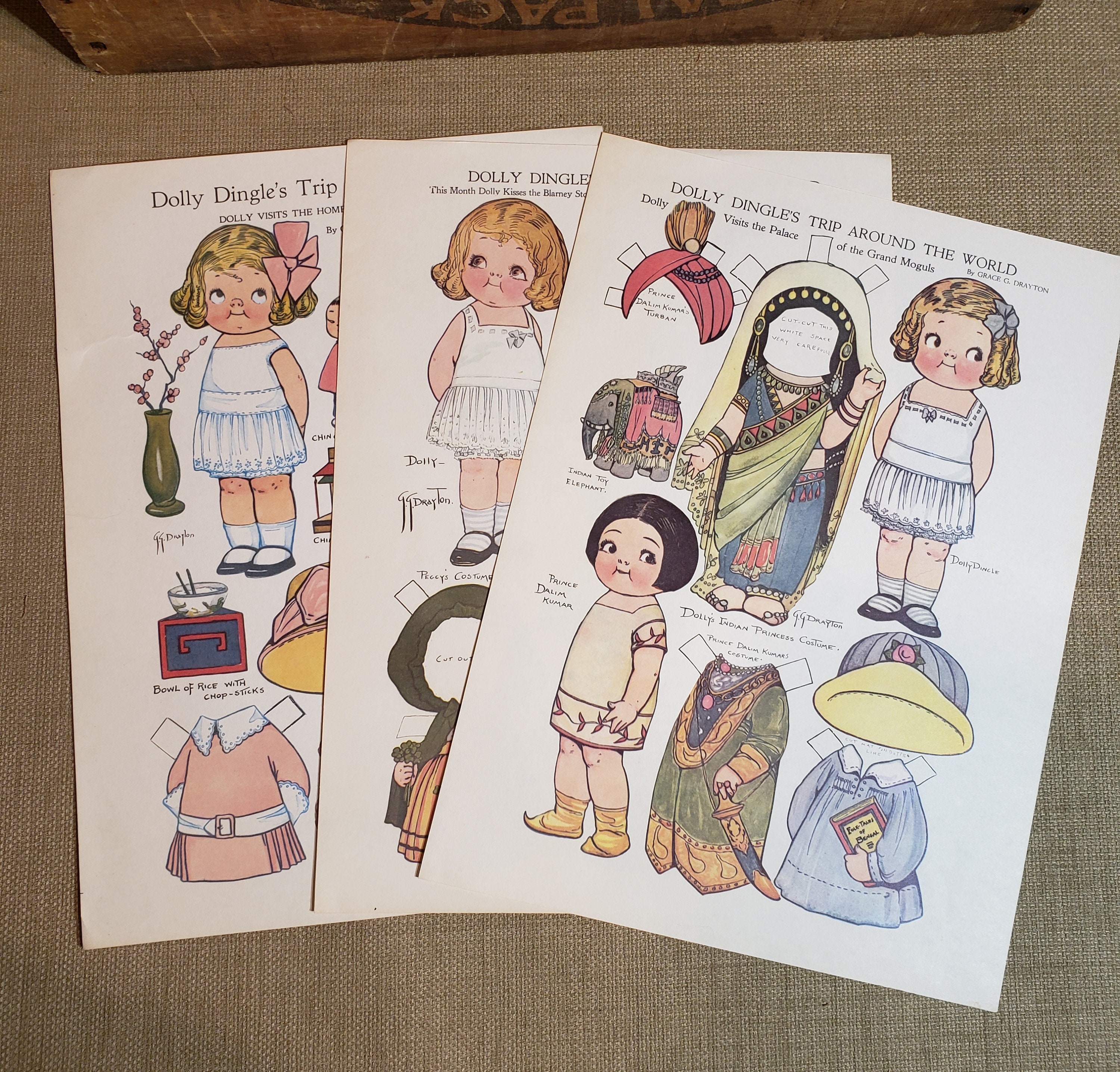 3 Vintage Dolly Dingles Paper Dolls Trip Around the World | Etsy