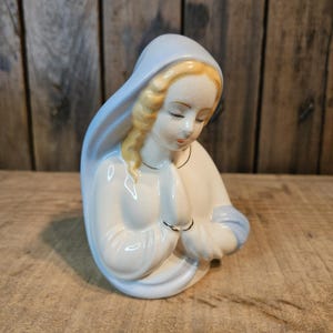 Vintage Madonna Planter ~ Virgin Mary Planter ~ Ceramic Religious Bust ~ Japan ~ 1950's