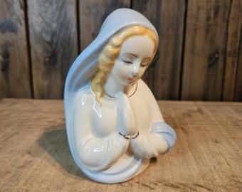 Vintage Madonna Planter ~ Virgin Mary Planter ~ Ceramic Religious Bust ~ Japan ~ 1950's