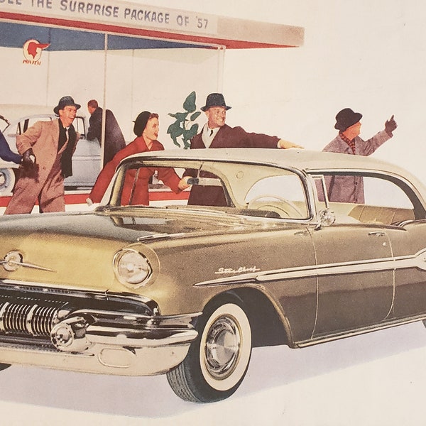 ORIGINAL Vintage 1957 Pontiac Car Ad ~ Pontiac beat 'em all to the Big-Time Changes!