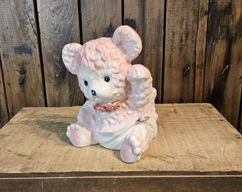 Maceta vintage Samson Import Co. con forma de osito de peluche rosa, de cerámica, n.° 5398A, 1962