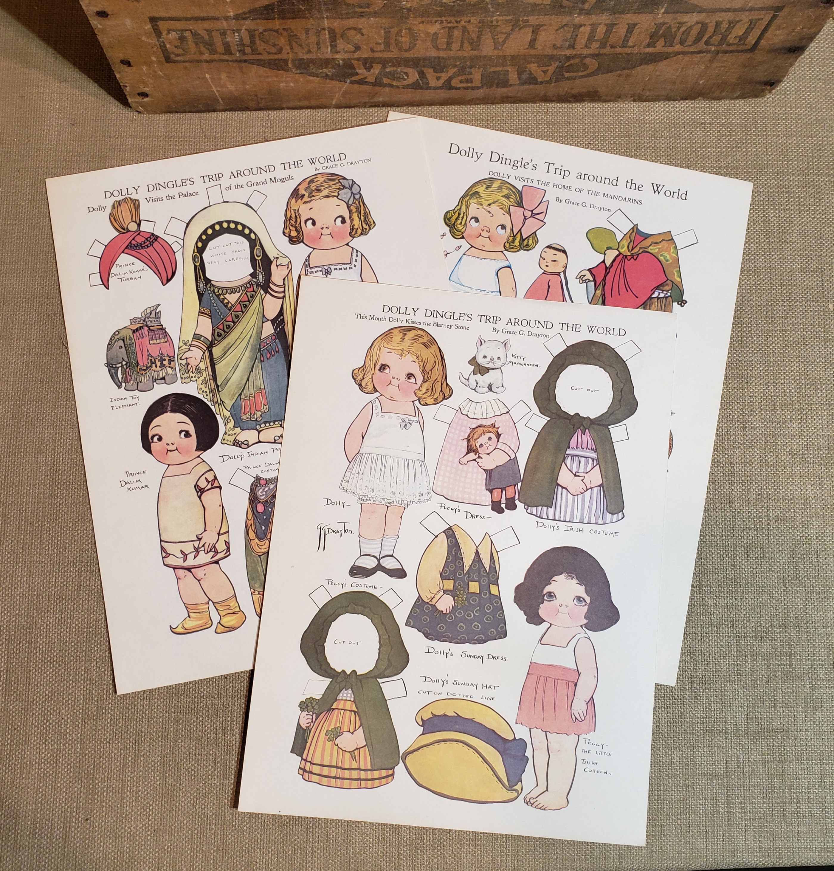 3 Vintage Dolly Dingles Paper Dolls Trip Around the World | Etsy