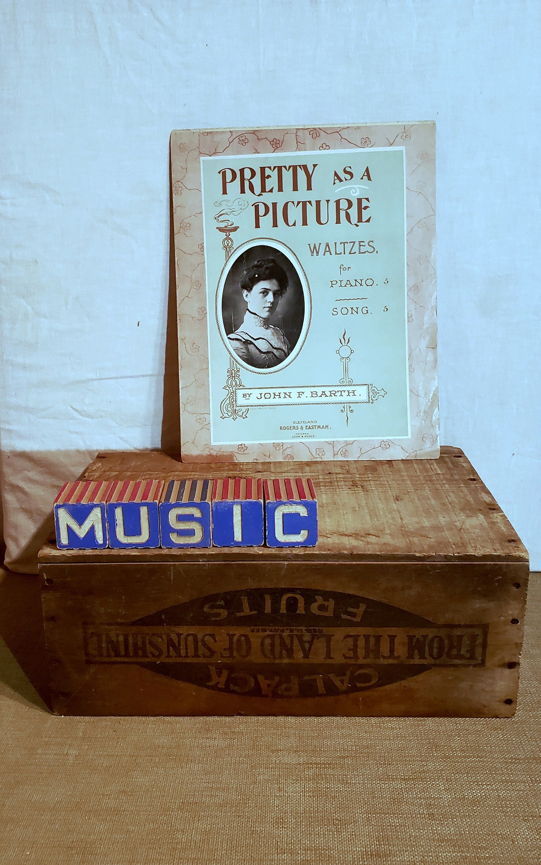 Original Antique Sheet Music ~ Pretty As A Picture - Waltzes For Piano ~ Music and words by John F. Barth ~ 1903