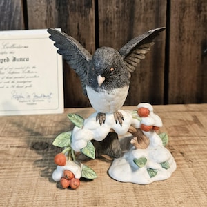 Vintage Lenox Dark-Eyed Junco Bird Figurine ~ Fine Porcelain ~ 1991