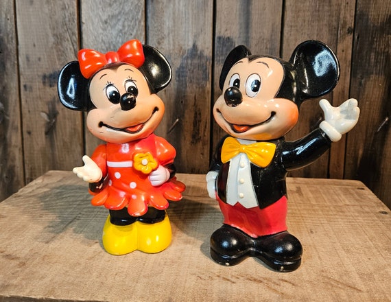 Disney - 1970-80s Mickey & Minnie Mouse  貯金箱人形 Vintage Pair of Mickey and Minnie Mouse Banks ~ Walt Disney