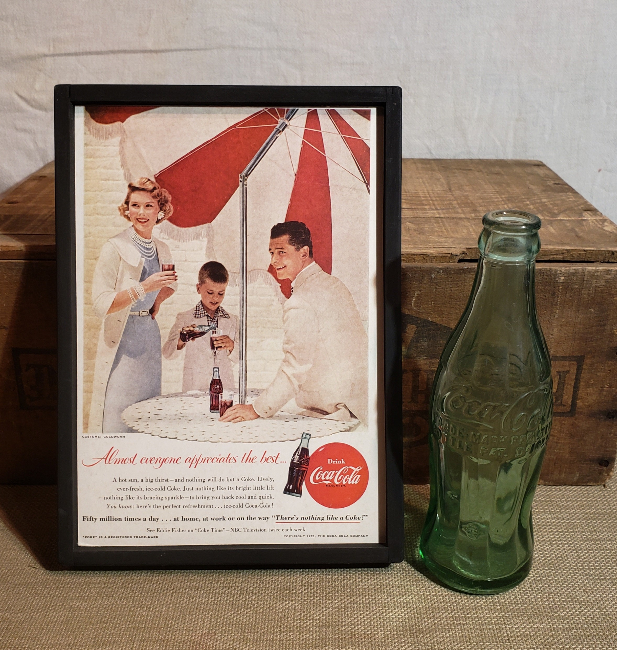 コカ・コーラ - 1955 &amp; 1956 Coca-Cola framed poster ad 1955 & 1956 Coca-Cola framed poster ad