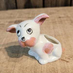 Vintage Franse Bulldog plantenbak ~ Keramische vaas met Franse Bulldog Bud ~ ~ 1950