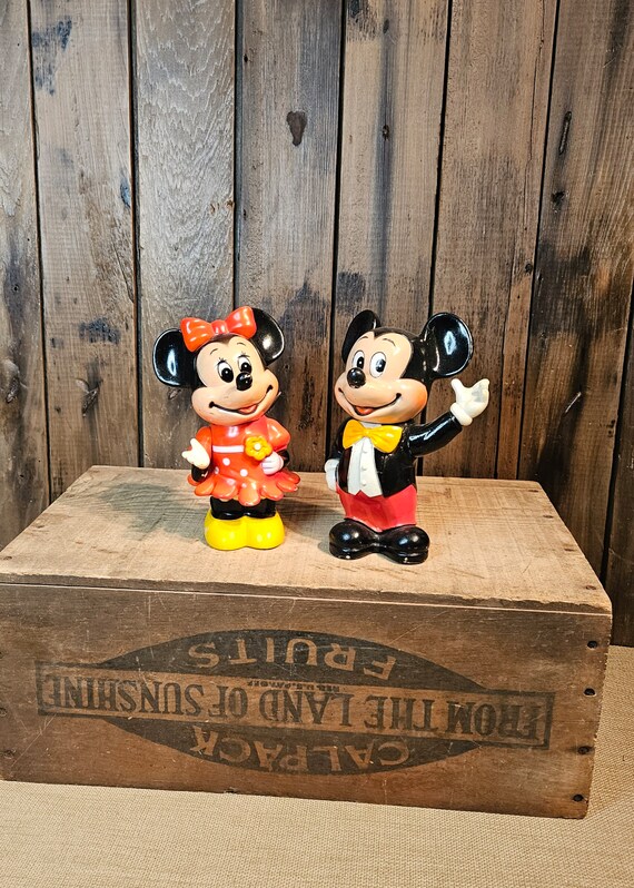 Vintage Pair of Mickey and Minnie Mouse Banks ~ Walt Disney