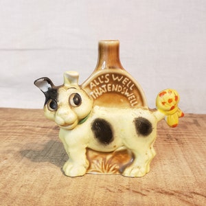 Vintage Schafer & Vater Dog Hip Flask ~ All&#39;s Well That Ends Well Flask ~ Pocket Flask ~ Decanter ~ Made In Japan ~ 1930&#39;s