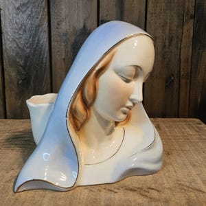 Vintage Madonna Planter ~ Virgin Mary Planter ~ Ceramic Religious Bust ~ ART Japan ~ 1950's