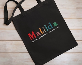 Bolsa de tela inspirada en el musical Matilda, regalo para amantes del teatro, regalo para amantes de los musicales, regalo teatral, regalo de cumpleaños