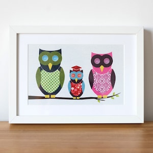 Collage-imals - Owls Wall Art Print for Babies & Kids (A4)