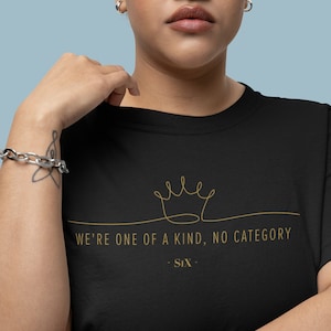 Six the Musical geïnspireerd unisex jersey T-shirt met korte mouw, cadeau theaterliefhebber, cadeau musicalliefhebber, podiumcadeau, verjaardagscadeau