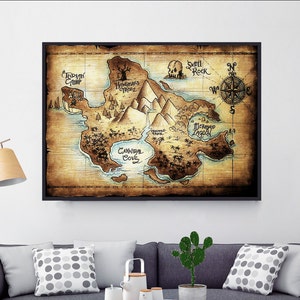 Neverland Map, Peter Pan, Baby Shower, Nursery Decor, Mothers Day Gift, Nursery, Disney Nursery, Birthday Gift, Boy Nursery image 1