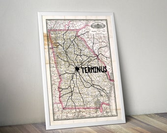 The Walking Dead, Terminus, The Walking Dead Poster, The Walking Dead Art, Terminus Map, Gift For Her, Gift For Him, Tv Show Poster