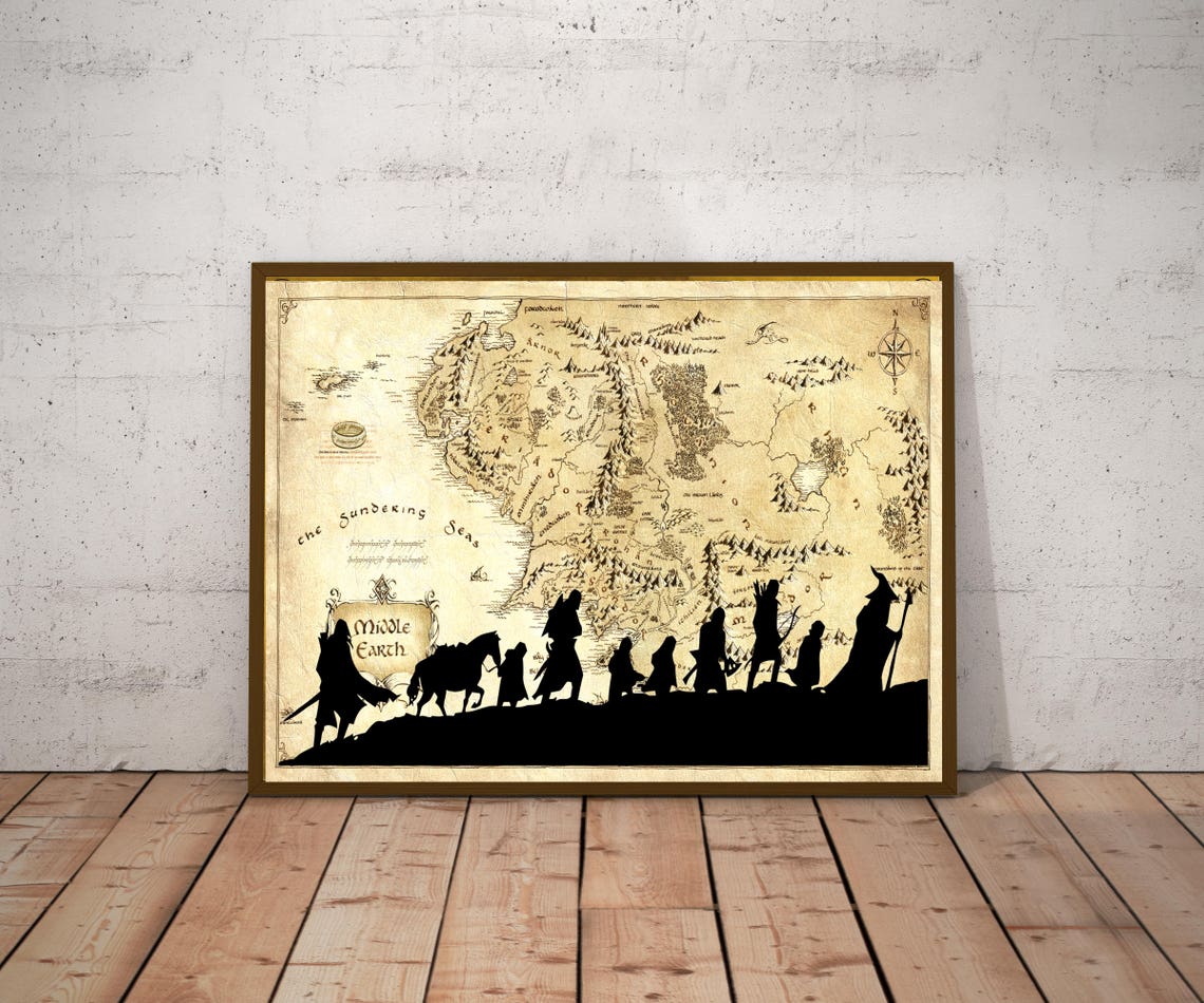 Middle Earth Map Lord of the Ring Mothers Day Gift the - Etsy