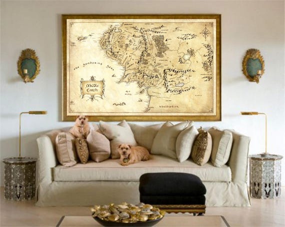 Map of Middle Earth, Lord of the Rings Poster, Christmas Gifts