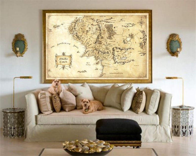 Map of Middle Earth, Lord Of The Rings Poster, Christmas Gifts, The Hobbit, Fantasy Map, Gift For Him, Christmas Decor, Middle Earth Canvas 