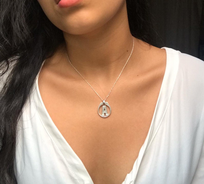 Free Chain /& Gift Box NEW Innovation 2 in 1 Letter G Initial Ring Pendant wear it as a Initial Ring or a Charm Pendant Necklace in Silver