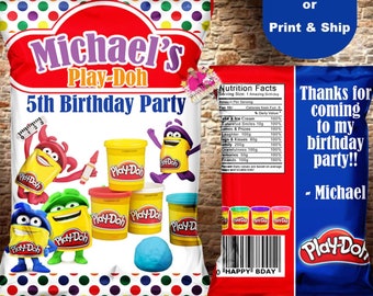 Playdoh chip bag, Playdoh party favor, Playdoh birthday, Playdoh treat bag-DIGITAL FILE ONLY