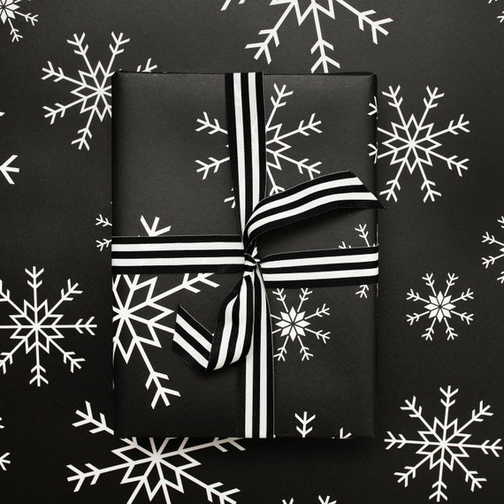 Christmas Wrapping Paper Black White Snowflake Gift Wrap Etsy UK